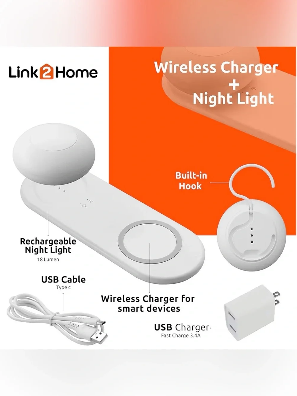 WIRELESS CHARGING STATION WITH PORTABLE RECHARGEABLE LIGHT